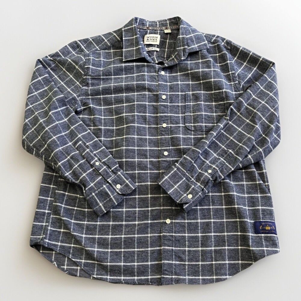 Scotch & Soda Amsterdam Shirt Men's XL Button Down Blue White Check